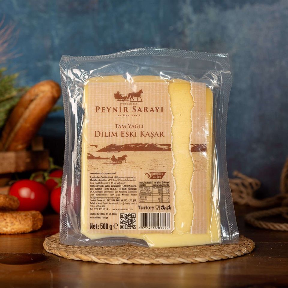 Taş Mahzende Dinlendirilmiş Orijinal Dilim Eski Kaşar Peyniri 1 Yıllık 500 GR